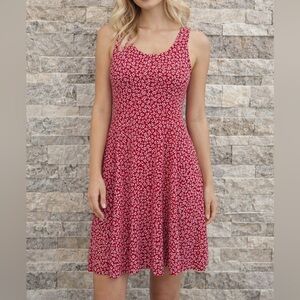 Floral Flowy Red Sleeveless Summer Dress